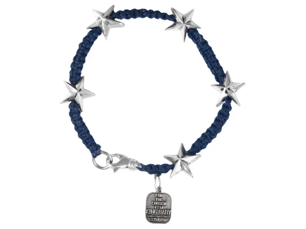 Blue Macrame Bracelet w/ Silver Stars sold by King Baby Studio
