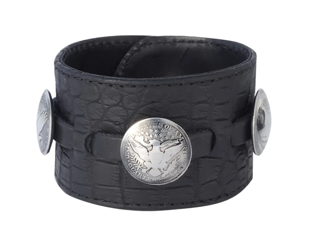 Leather Cuff with 3 Quarter Dollar Coins made by King Baby Studio