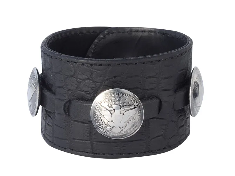 Leather Cuff with 3 Quarter Dollar Coins sold by King Baby Studio