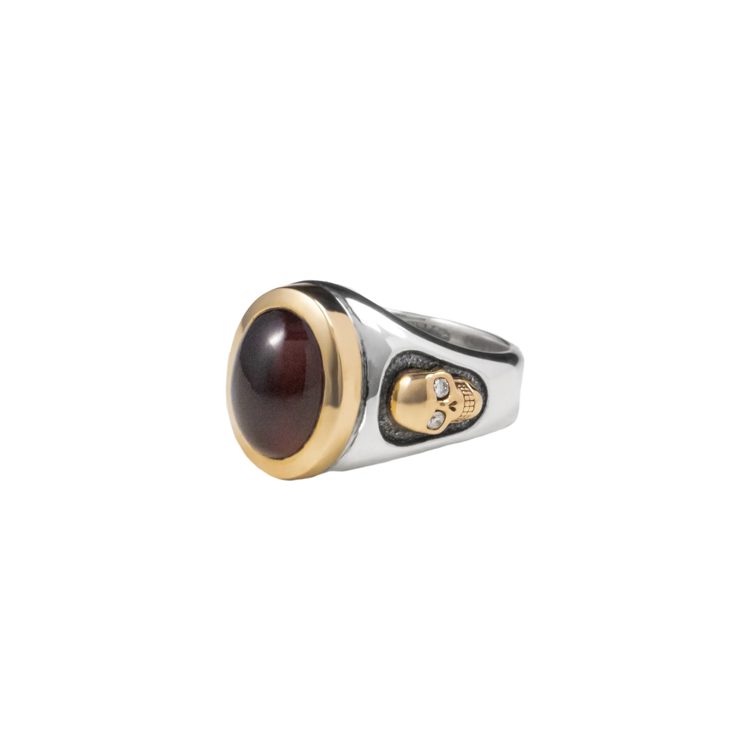 Garnet Oval Stone Ring w/ 10K Gold Skulls and Diamonds sold by King Baby Studio product image thumbnail 2
