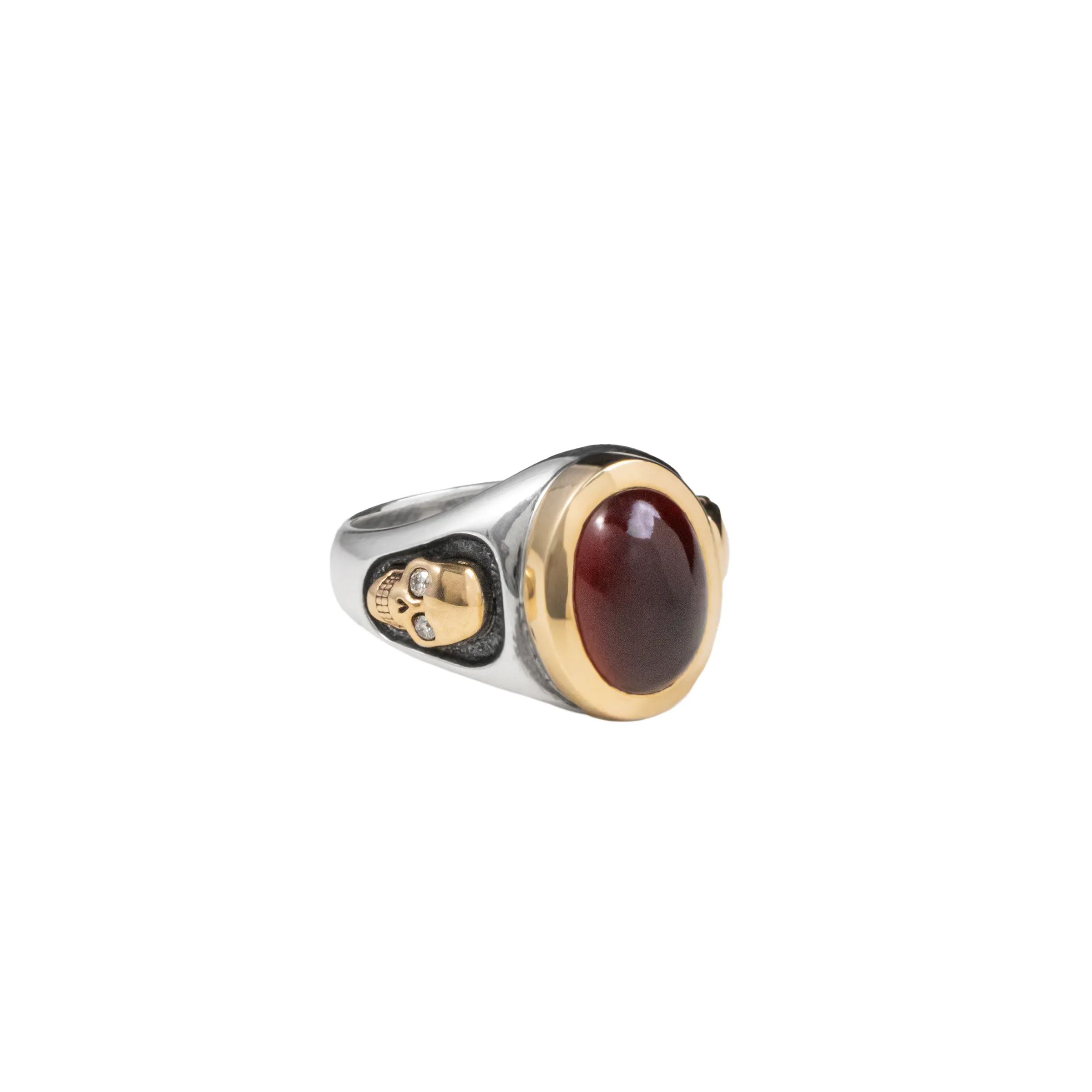 Garnet Oval Stone Ring w/ 10K Gold Skulls and Diamonds sold by King Baby Studio product image thumbnail 3