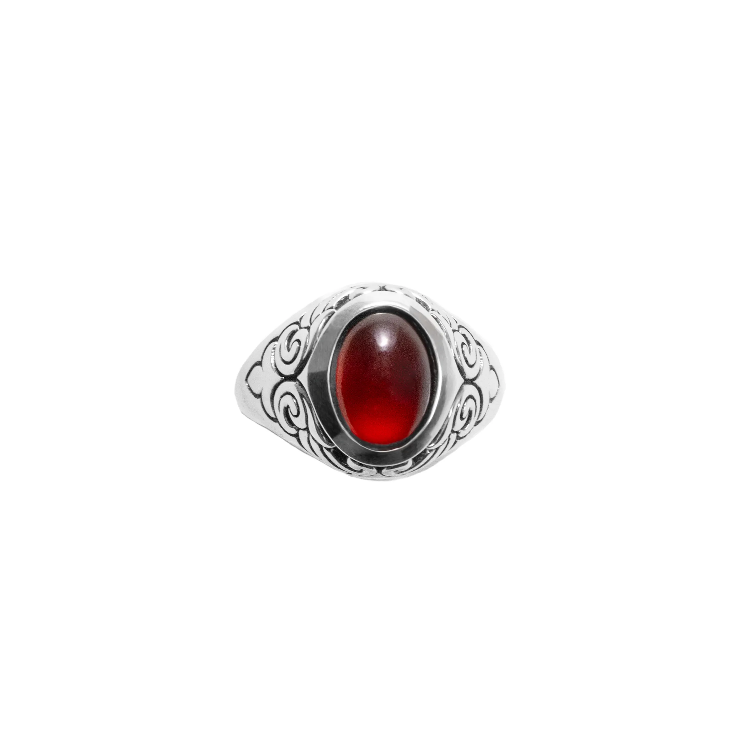 Garnet Oval Stone Ring w/ Wing Detail sold by King Baby Studio