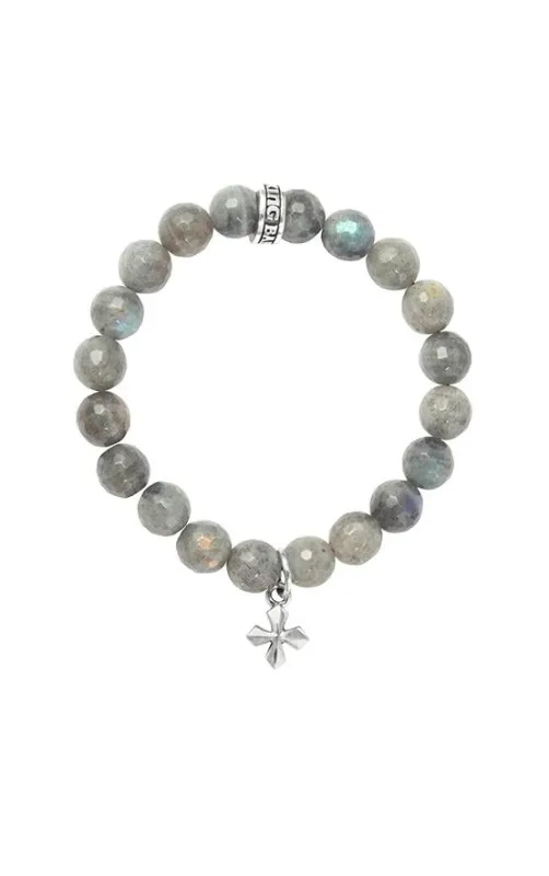 10mm Labradorite Bracelet with Small MB Cross sold by King Baby Studio