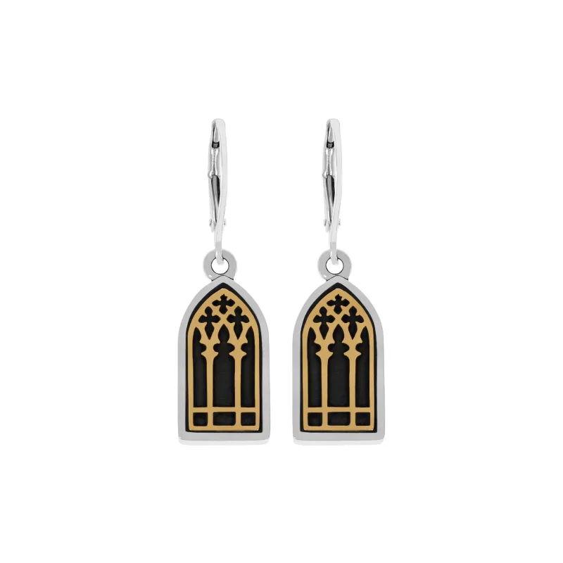 Stained Glass Earrings w/ Crosses and Gold Alloy sold by King Baby Studio