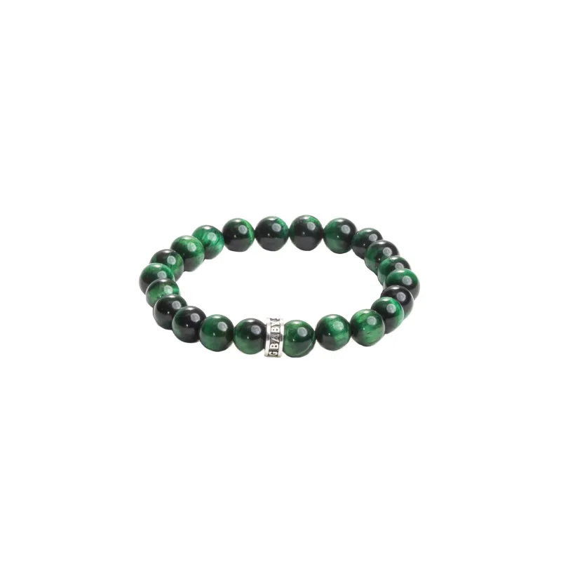 10mm Green Tiger Eye Beaded Bracelet w/ Logo Ring sold by King Baby Studio