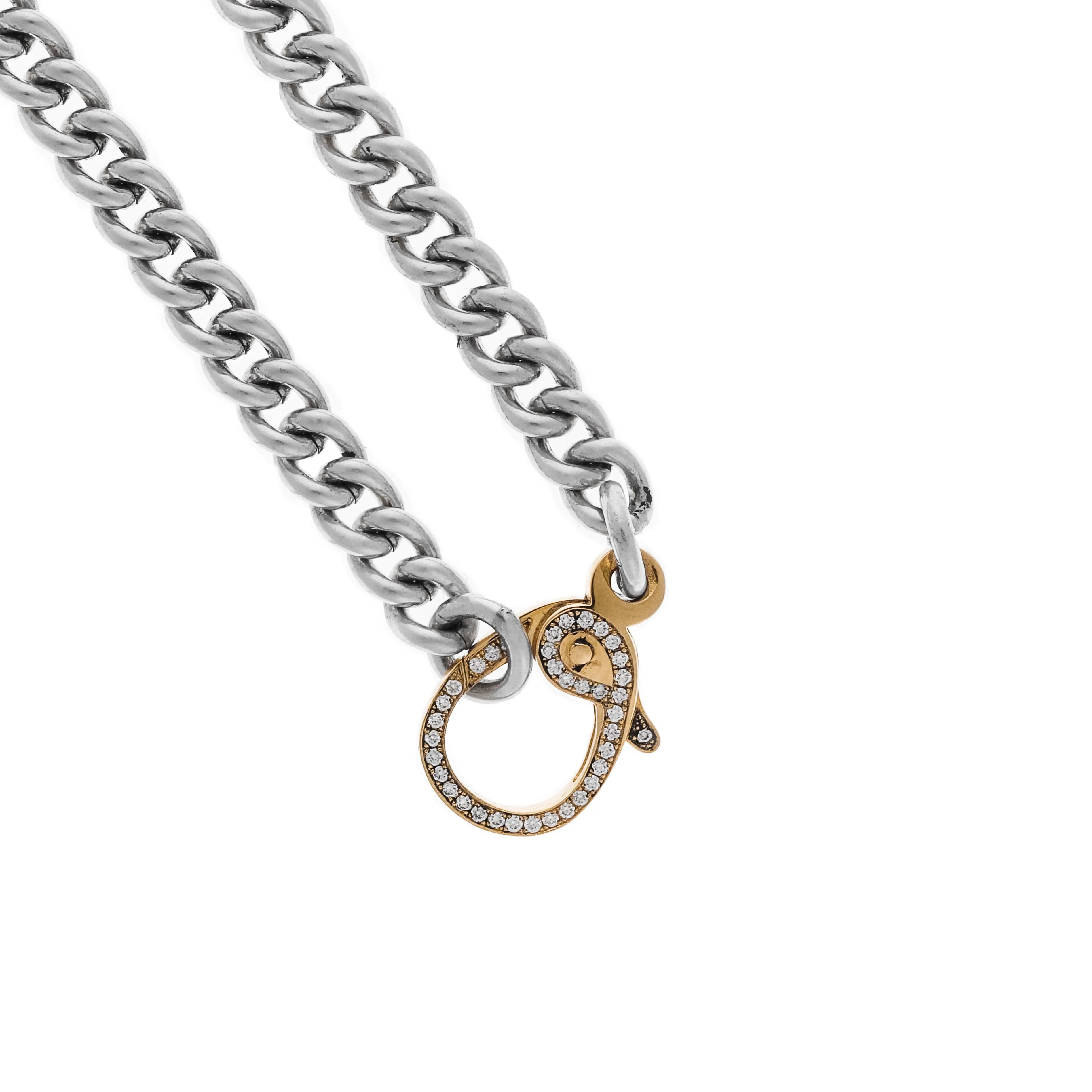 Large Curb Link Chain with 10K Gold and Pave Diamond Lobster Clasp (Single Side) sold by King Baby Studio product image thumbnail 2