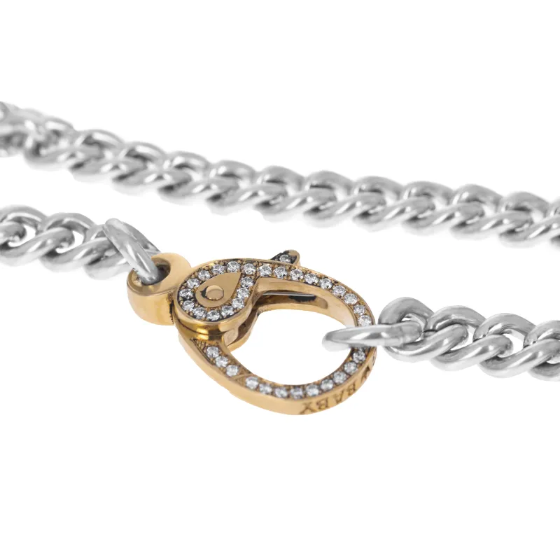 Large Curb Link Chain with 10K Gold and Pave Diamond Lobster Clasp (Single Side) sold by King Baby Studio