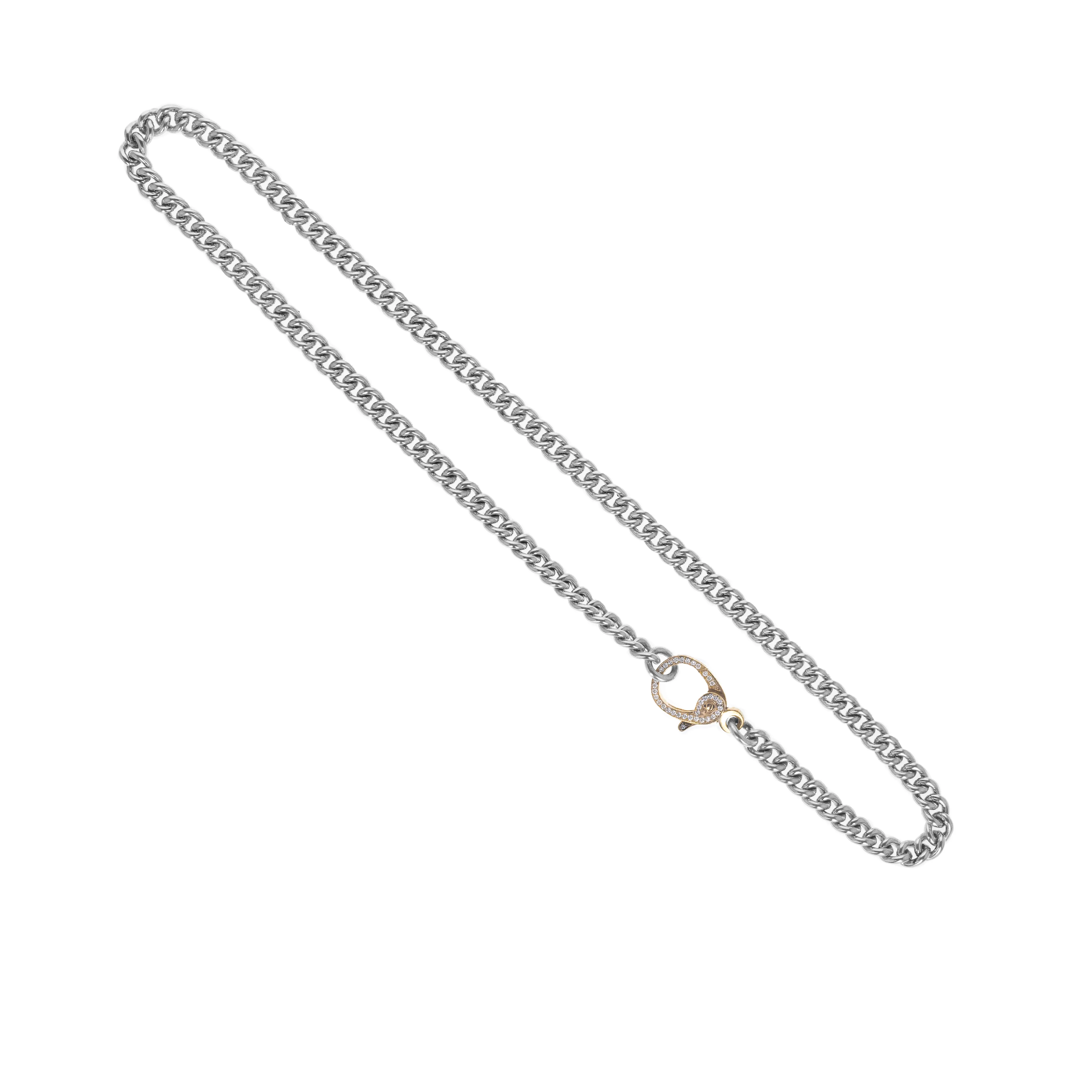 Large Curb Link Chain with 10K Gold and Pave Diamond Lobster Clasp (Single Side) sold by King Baby Studio product image thumbnail 5