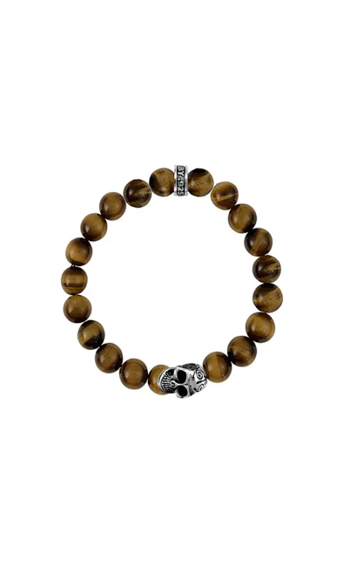 10mm Tiger Eye Bracelet w/Day of the Dead Skull sold by King Baby Studio