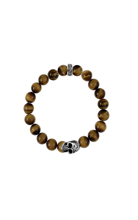 10mm Tiger Eye Bracelet w/Day of the Dead Skull sold by King Baby Studio