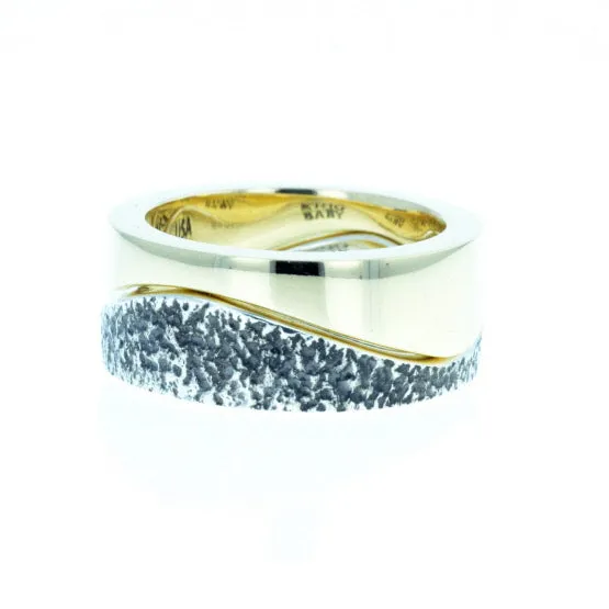 Yin Yang Double Stack Wave Band in Silver and Brass Alloy sold by King Baby Studio product image thumbnail 4