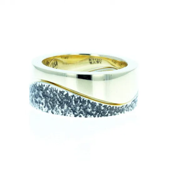 Yin Yang Double Stack Wave Band in Silver and Brass Alloy sold by King Baby Studio product image thumbnail 5