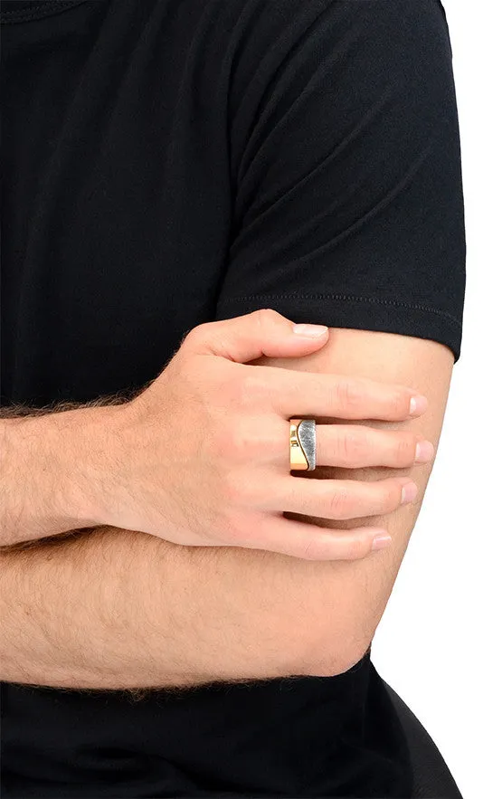 Yin Yang Double Stack Wave Band in Silver and Brass Alloy sold by King Baby Studio product image thumbnail 2