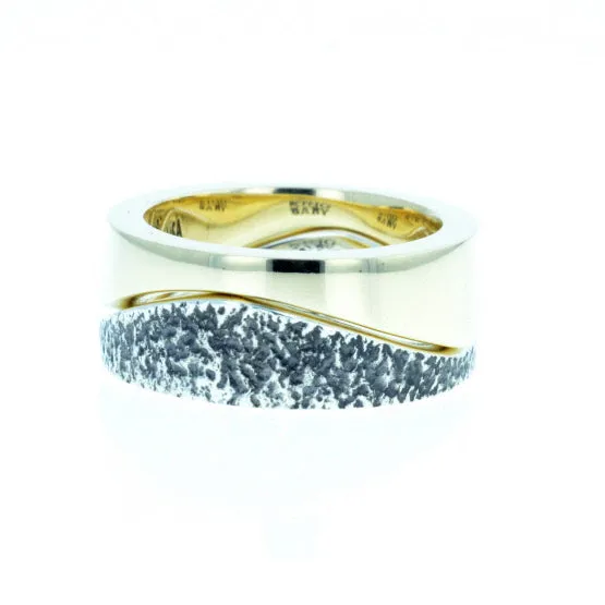 Yin Yang Double Stack Wave Band in Silver and Brass Alloy sold by King Baby Studio product image thumbnail 3