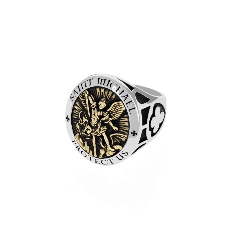 Saint Michael Ring w/ Gold Alloy sold by King Baby Studio