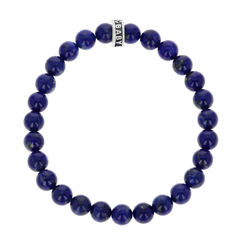 8mm Lapis Beaded Bracelet w/ Logo Ring sold by King Baby Studio