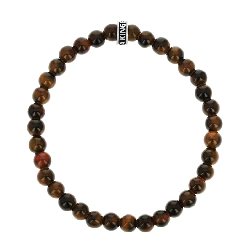 6mm Brown Tiger Eye Beaded Bracelet w/ Logo Ring sold by King Baby Studio