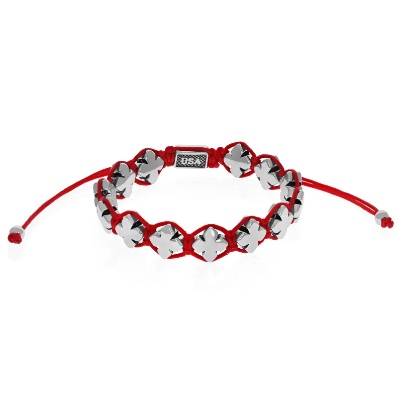 RED Macrame Bracelet w/ HIGH POLISH Alloy MB Crosses sold by King Baby Studio