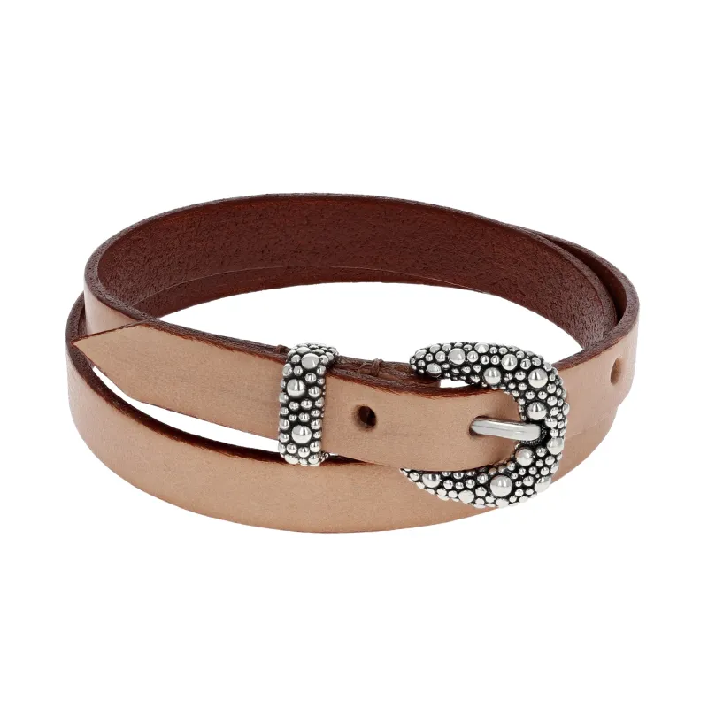 Brown Double Wrap Leather Bracelet w/ Stingray Buckle made by King Baby Studio