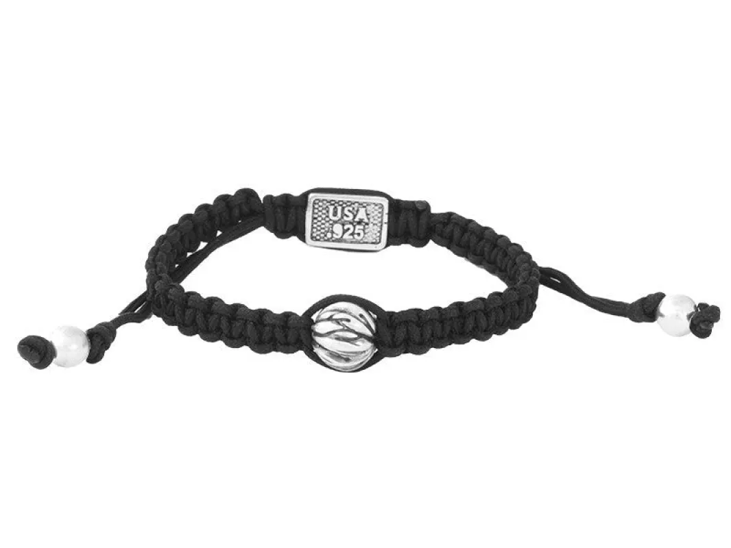 Macrame Bracelet with Single White Alloy Feather Bead sold by King Baby Studio