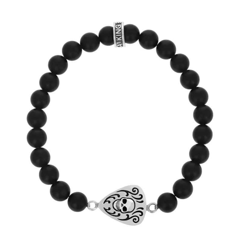 Beaded Bracelet with Skull Guitar Pick sold by King Baby Studio