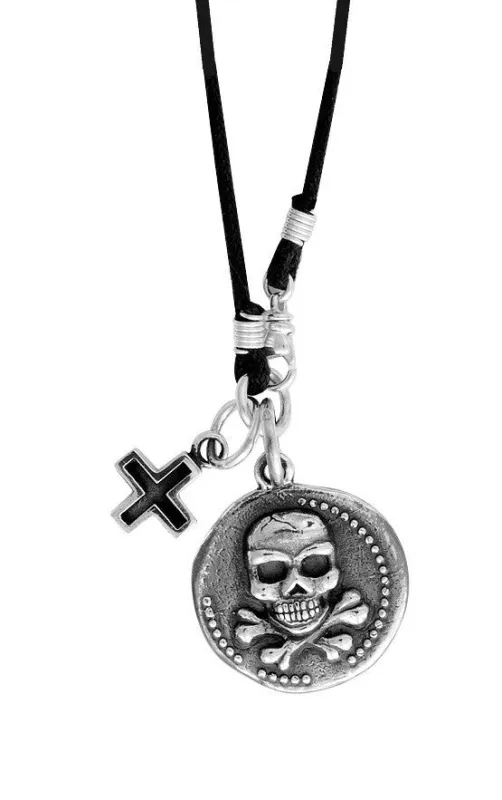 Large Skull Coin w/Ancient Cross on Braided Cord sold by King Baby Studio