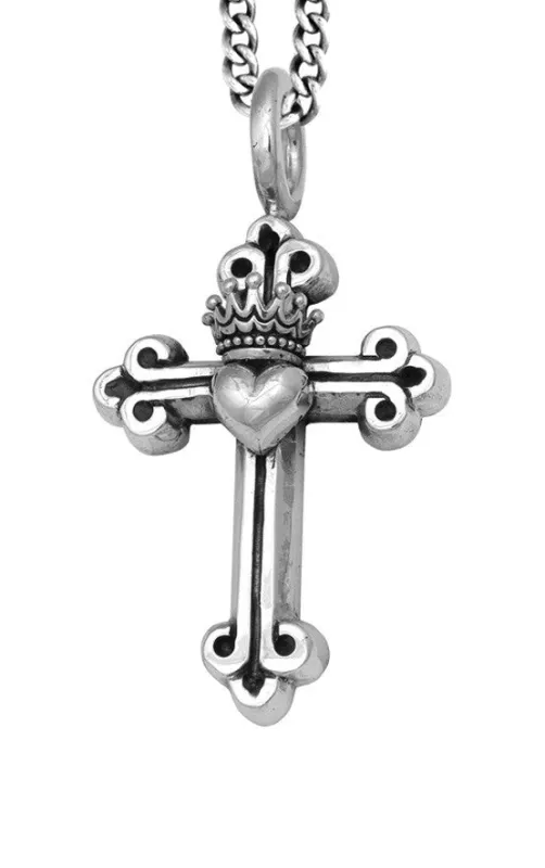 Traditional Cross w/Crowned Heart Pendant sold by King Baby Studio