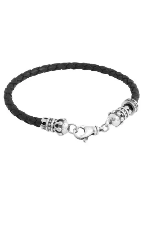 Thin Leather Braided Crown Bracelet sold by King Baby Studio