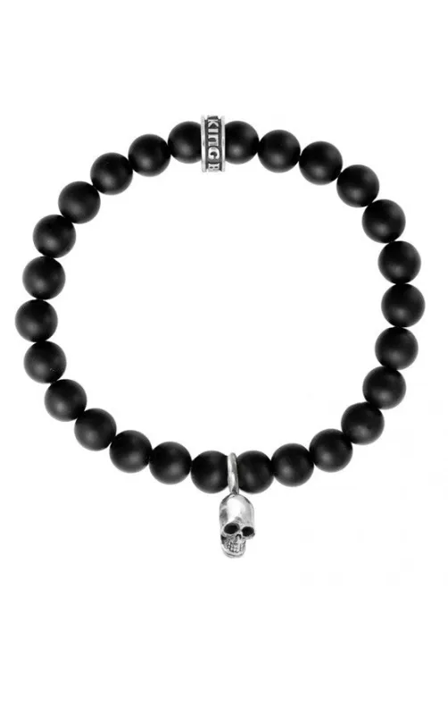 Onyx Bead Bracelet w/Silver Skull sold by King Baby Studio