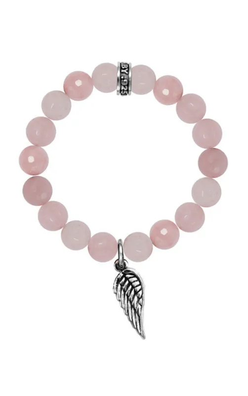 10mm Rose Quartz Bead Bracelet w/Wing sold by King Baby Studio