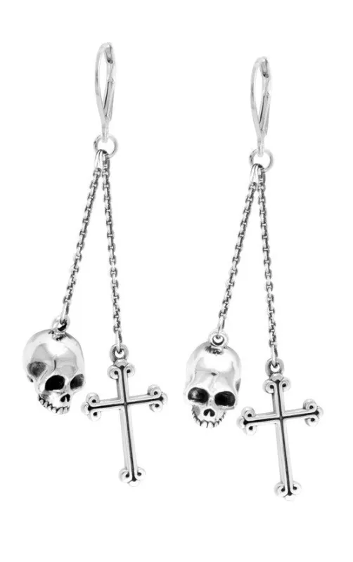 Leverback Earrings w/Skull and Traditional Cross Drops sold by King Baby Studio
