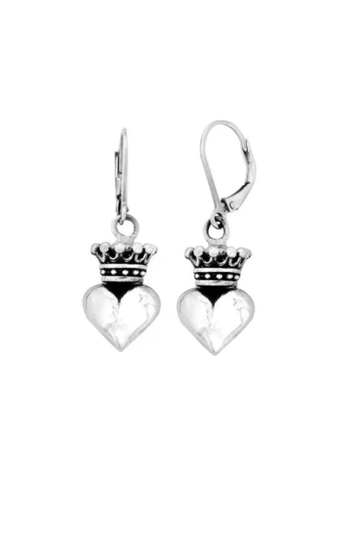 Small 3D Crowned Heart Leverback Earrings sold by King Baby Studio