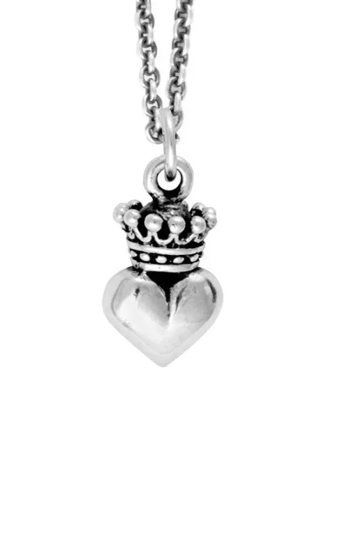 Micro Crowned Heart Pendant on Micro Rolo Chain sold by King Baby Studio