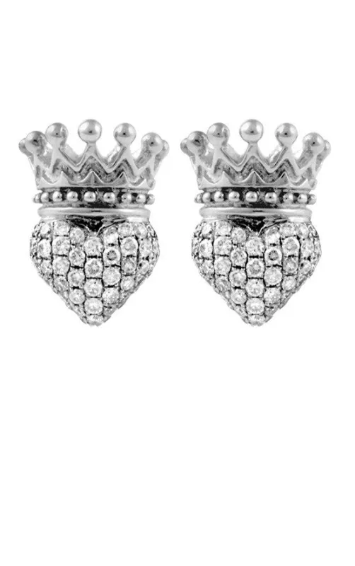 Crowned Heart Post Earring Pave CZ sold by King Baby Studio