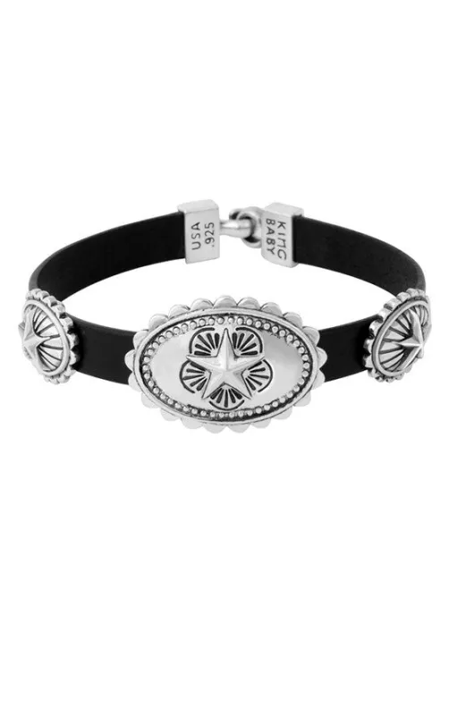 Leather Bracelet with Three Star Conchos sold by King Baby Studio