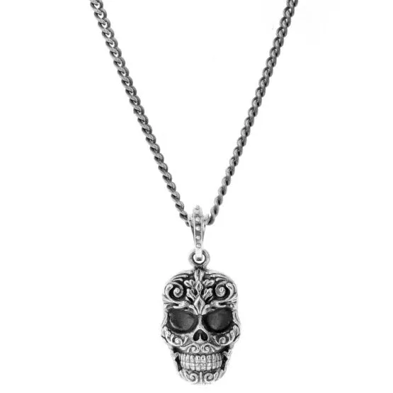 Carved Baroque Skull Pendant on 24 in. Fine Curb Link Chain sold by King Baby Studio product image thumbnail 3