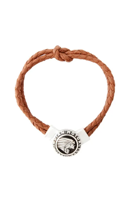 Double Knotted Brown Leather Bracelet with Indian Icon Clasp sold by King Baby Studio