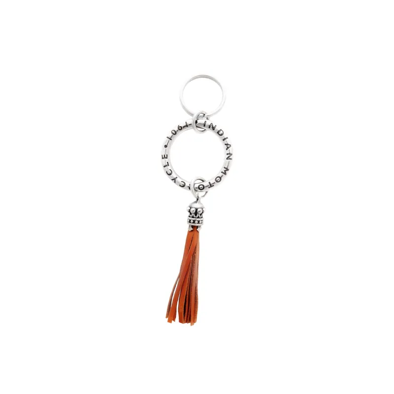 Indian Logo Ring Key Fob with Brown Leather Tassel sold by King Baby Studio