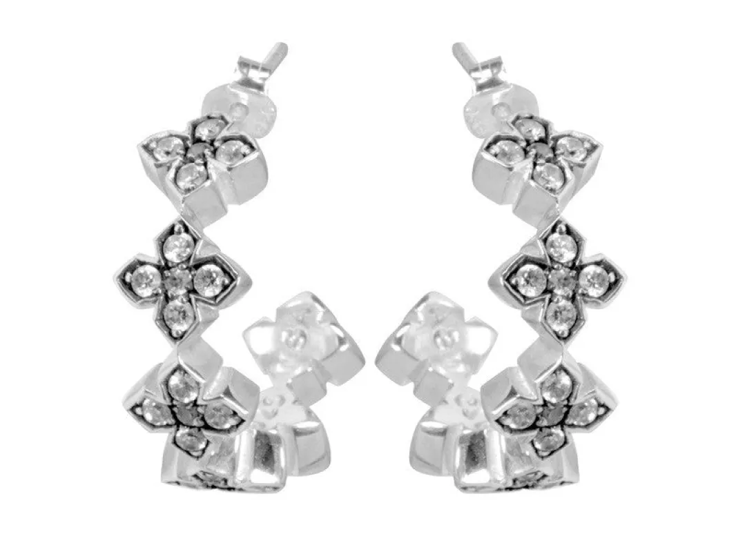 Small Pave CZ MB Cross Hoops-White CZ sold by King Baby Studio
