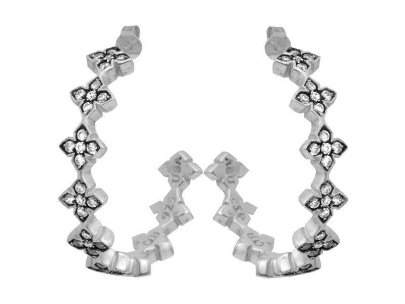 Large Pave CZ MB Cross Hoops - Clear CZ sold by King Baby Studio