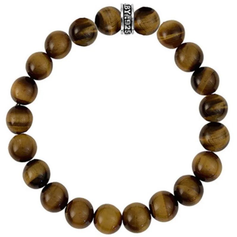 10mm Brown Tiger Eye Bead Bracelet with Logo Ring sold by King Baby Studio