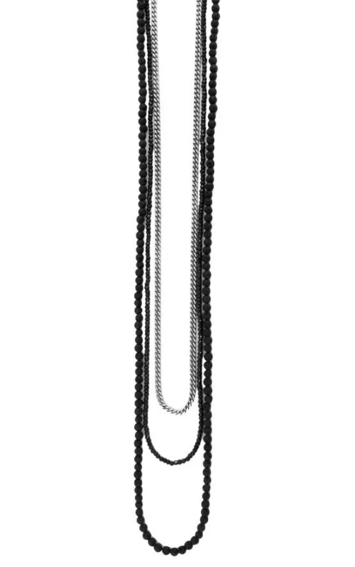 Triple Strand Necklace w/ Lava Rock, Spinel and Curb Link Chain sold by King Baby Studio