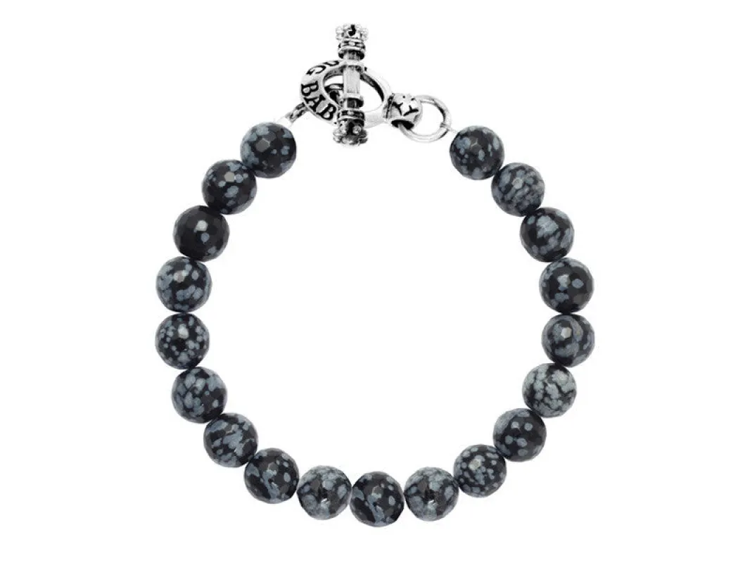 8mm Snowflake Agate Bracelet w/ Toggle Clasp made by King Baby Studio