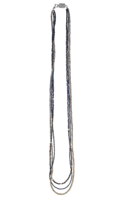 Multi Strand Necklace with Spinel, Labradorite and Blue Hematite Beads sold by King Baby Studio