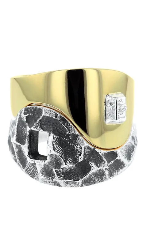 Yin Yang Double Stack Ring in Silver and Brass Alloy sold by King Baby Studio