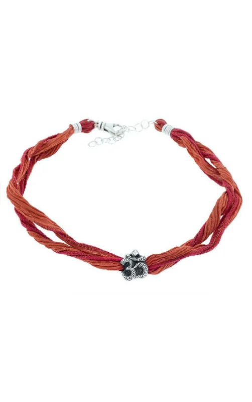 Burned Orange Silk Choker with Om Symbol sold by King Baby Studio