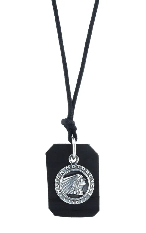 Indian Headdress Coin and Leather Tag Pendant sold by King Baby Studio