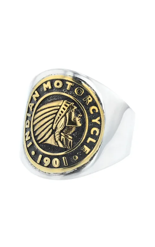 Indian Headdress Two Tone Brass and Silver Coin Ring sold by King Baby Studio