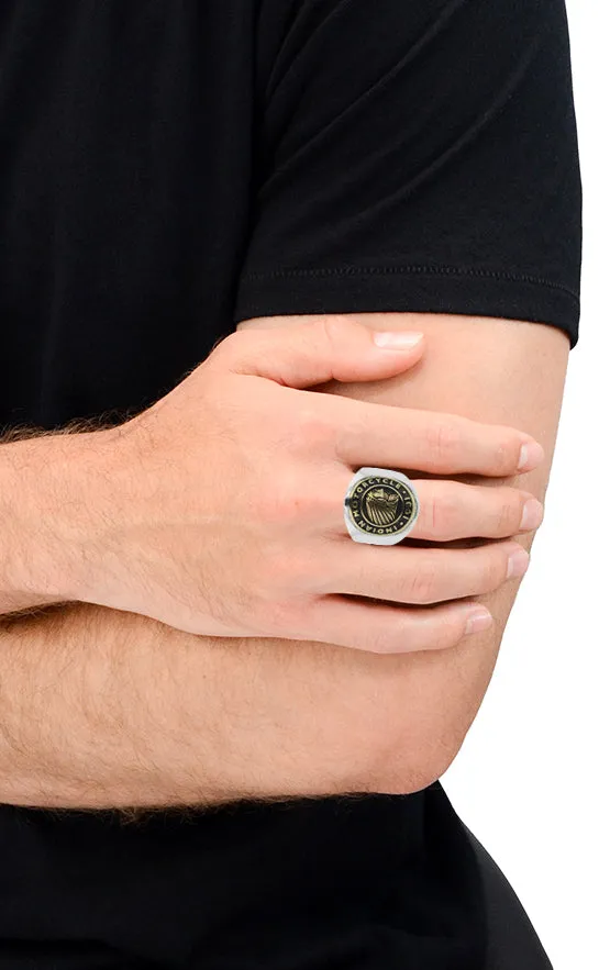 Indian Headdress Two Tone Brass and Silver Coin Ring sold by King Baby Studio product image thumbnail 2