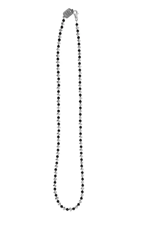 MB Cross and 4mm Onyx Bead Necklace sold by King Baby Studio